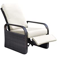 Los mejores  - Silla reclinable de mimbre de resina para exteriores con cojines- muebles de patio- sofá de ratán ajustable automático…